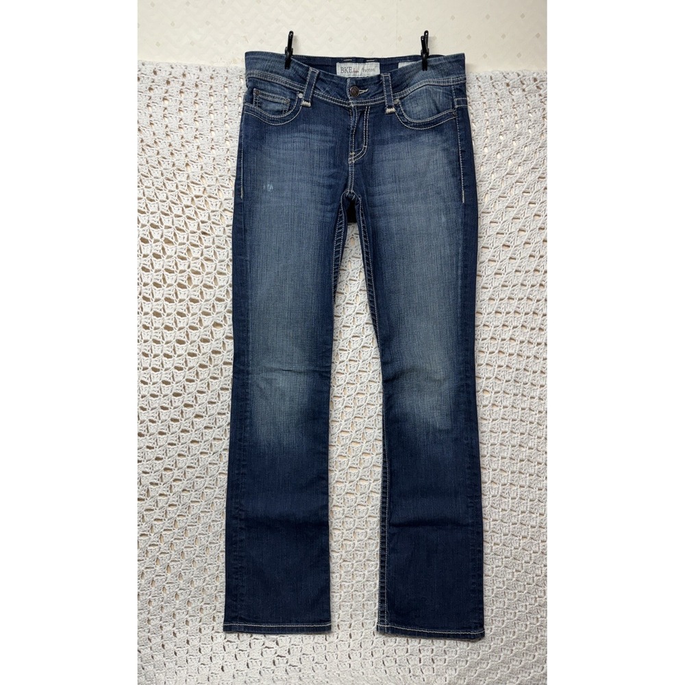 BKE Payton Jeans Women's 30X35 1/2 Blue Denim  Bootcut Embroidery W33 L35